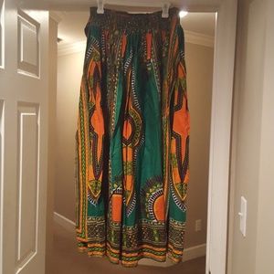 Long multicolor print skirt